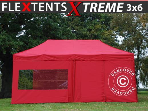 Tente pliante FleXtents Xtreme 60 3x6m Rouge, avec 6 cotés