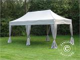 Vouwtent/Easy up tent FleXtents PRO 3x6m Latte, incl. 6 decoratieve gordijnen