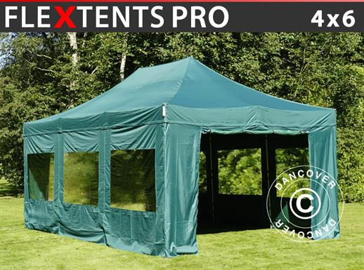 Pop up aiatelk FleXtents PRO 4x6m Roheline, kaasas 8 külgseinad