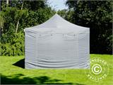 Gazebo pieghevole FleXtents PRO 4x6m Grigio, inclusi 8 fianchi