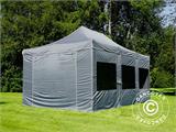 Faltzelt FleXtents PRO 4x6m Grau, mit 8 Seitenwänden