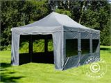 Faltzelt FleXtents PRO 4x6m Grau, mit 8 Seitenwänden