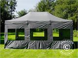 Faltzelt FleXtents PRO 4x6m Grau, mit 8 Seitenwänden