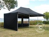 Prekybinė palapinė FleXtents PRO 4x6m Juoda, įsk. 8 šonines sienas