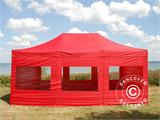 Tente pliante FleXtents PRO 4x6m Rouge, avec 8 cotés