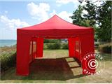 Tente pliante FleXtents PRO 4x6m Rouge, avec 8 cotés