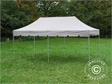 Vouwtent/Easy up tent FleXtents PRO "Peaked" 4x8m Latte, inkl. 6 decoratieve gordijnen