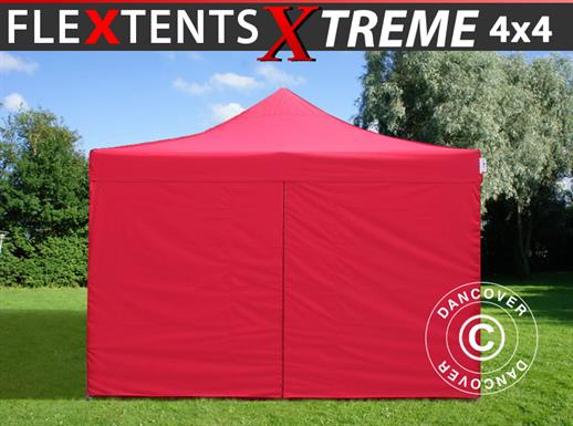 Tente pliante FleXtents Xtreme 50 4x4m Rouge, avec 4 cotés