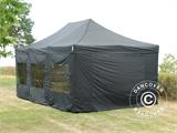 Faltzelt FleXtents Xtreme 50 4x6m Schwarz, mit 8 Seitenwänden