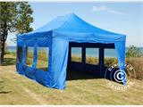 Faltzelt FleXtents Xtreme 50 4x6m Blau, mit 8 Seitenwänden