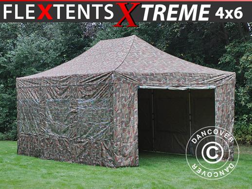 Tenda Dobrável FleXtents Xtreme 50 4x6m Camuflagem/Militar, incl. 8 paredes laterais
