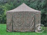 Vouwtent/Easy up tent FleXtents Xtreme 50 4x6m Camouflage/Militair, inkl. 8 Zijwanden