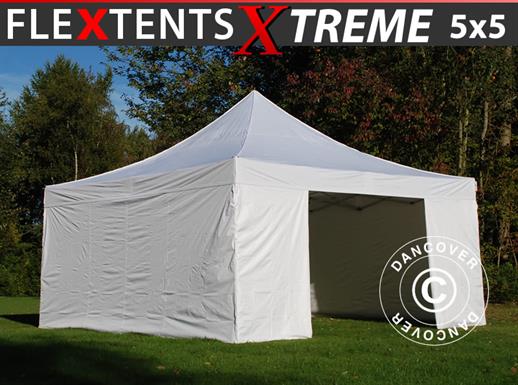 Carpa plegable FleXtents Xtreme 50 5x5m Blanco, Incl. 4 lados