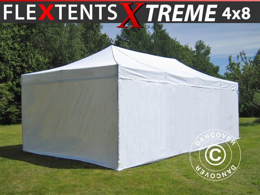 Faltzelt FleXtents Xtreme 50 4x8m Weiß, mit 6 Seitenwänden