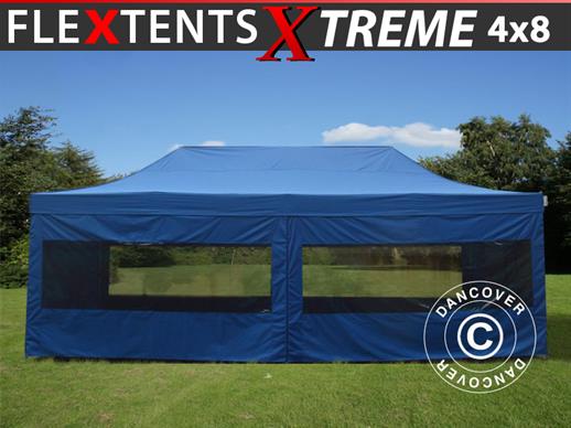 Pop up gazebo FleXtents Xtreme 50 4x8 m Blue, incl. 6 sidewalls