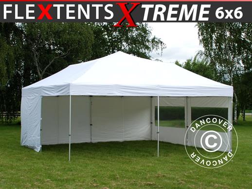 Quick-up telt FleXtents Xtreme 50 6x6m Hvit, inkl. 8 sider