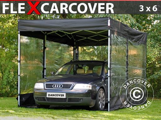 Sammenleggbar garasje FleX Carcover, 3x6m, Svart