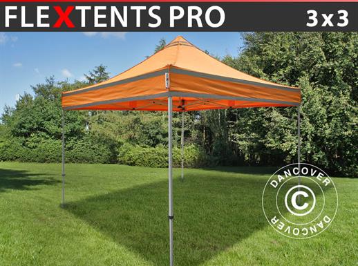 Tenda Dobrável FleXtents PRO, Tenda de trabalho 3x3m Laranja Refletiva