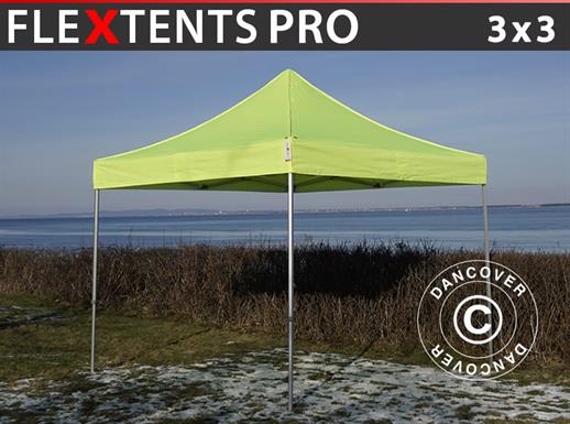 Tente pliante FleXtents PRO 3x3m Néon jaune/vert