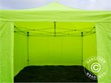 Tente pliante FleXtents PRO 4x4m Néon jaune/vert, avec 4 cotés