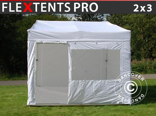 Quick-up telt FleXtents PRO Trapezo 2x3m Hvit, inkl. 4 sider