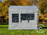 Prekybinė palapinė FleXtents PRO Trapezo 2x3m Pilka, su 4 šoninėmis sienomis
