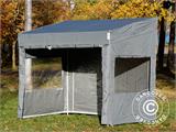 Saliekamā nojume FleXtents PRO Trapezo 2x3m Pelēks, ar 4 sānu sienām