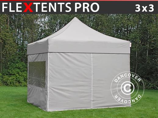 Vouwtent/Easy up tent FleXtents PRO 3x3m Latte, inkl. 4 Zijwanden