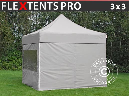 Faltzelt FleXtents PRO 3x3m Latte, mit 4 Seitenwänden