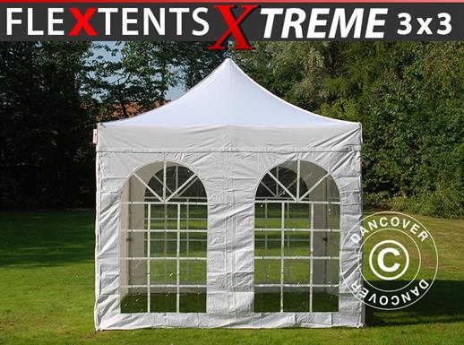 Tente pliante FleXtents Xtreme 50 Vintage Style 3x3m Blanc, avec 4 cotés