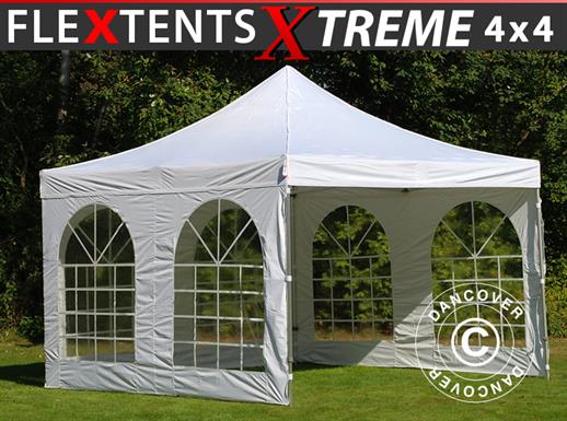 Vouwtent/Easy up tent FleXtents Xtreme 50 Vintage Style 4x4m Wit, inkl. 4 Zijwanden