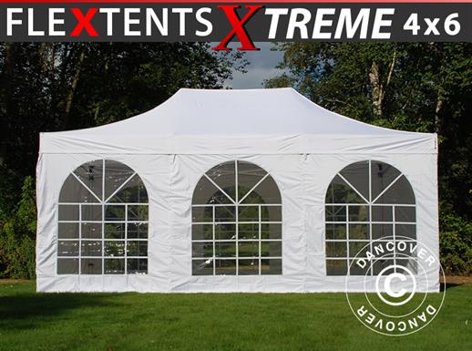 Saliekamā nojume FleXtents Xtreme 50 Vintage Style 4x6m Balts, ar 8 sānu sienām