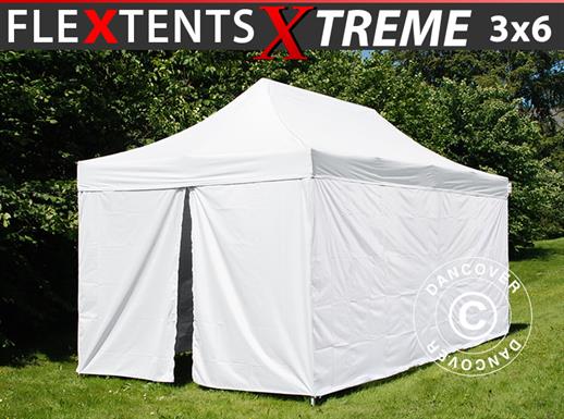 Gazebo pieghevole FleXtents® Xtreme 50, Tenda sanitaria e di Primo Soccorso, 3x6m, Bianco, incluse 6 pareti laterali