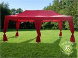 Namiot Ekspresowy FleXtents PRO 3x6m Czerwony, zawierający 6 ozdobnymi kurtynami