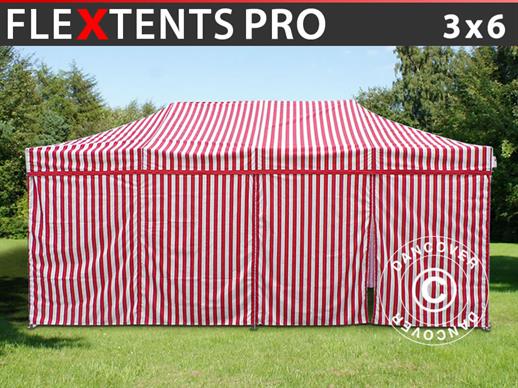 Vouwtent/Easy up tent FleXtents PRO 3x6m Gestreept, inkl. 6 zijwanden