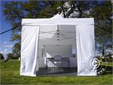 Tente pour visiteur FleXtents Steel 3x6m blanc, incl. 4 parois et 1 paroi de séparation transparente