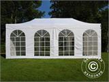 Tente pour visiteur FleXtents Steel 3x6m blanc, incl. 4 parois et 1 paroi de séparation transparente