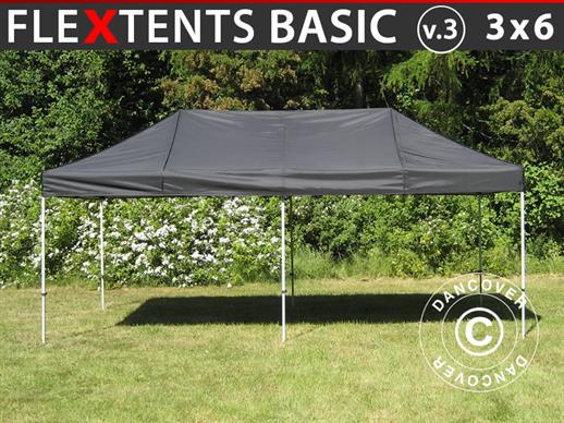 Snabbtält FleXtents Basic v.3, 3x6m Svart