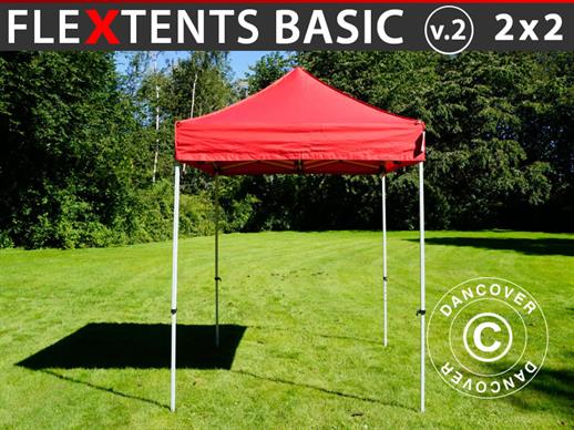 Gazebo pieghevole FleXtents Basic v.2, 2x2m Rosso