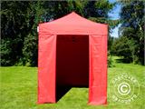 Tente pliante FleXtents Basic v.2, 2x2m Rouge, avec 4 cotés