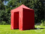 Tente pliante FleXtents Basic v.2, 2x2m Rouge, avec 4 cotés