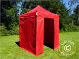 Faltzelt FleXtents Basic v.2, 2x2m Rot, mit 4 Seitenwänden