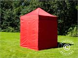 Faltzelt FleXtents Basic v.2, 2x2m Rot, mit 4 Seitenwänden