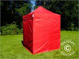 Faltzelt FleXtents Basic v.2, 2x2m Rot, mit 4 Seitenwänden