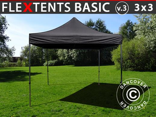 Vouwtent/Easy up tent FleXtents Basic v.3, 3x3m Zwart