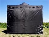 Gazebo pieghevole FleXtents Basic v.3, 3x3m Nero, inclusi 4 fianchi