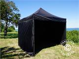 Gazebo pieghevole FleXtents Basic v.3, 3x3m Nero, inclusi 4 fianchi