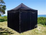 Tente pliante FleXtents Basic v.3, 3x3m Noir, avec 4 cotés