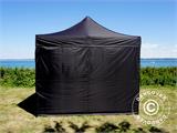 Faltzelt FleXtents Basic v.3, 3x3m Schwarz, mit 4 Seitenwänden