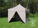 Vouwtent/Easy up tent FleXtents PRO Steel 3x3m Latte, inkl. 4 Zijwanden